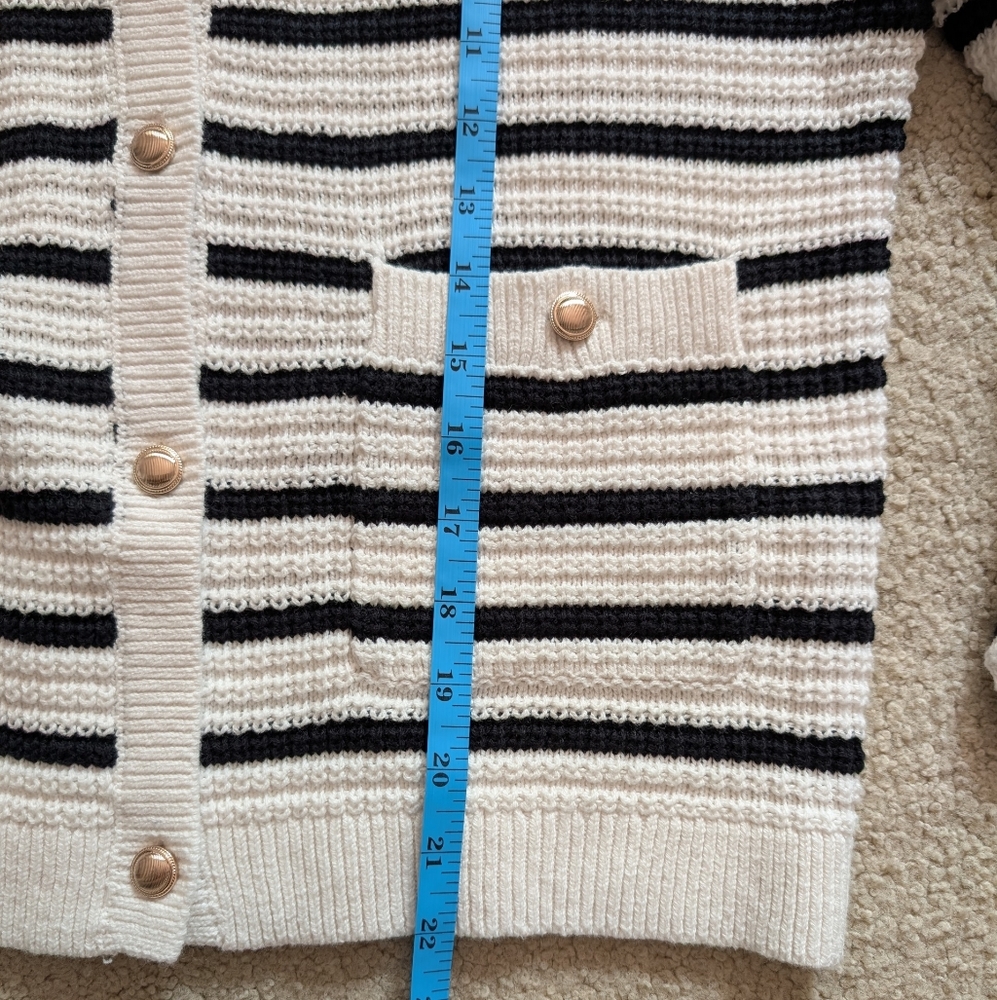 Abercrombie Kids Stripe Knit Button Cardigan Size 17/18 OR Women's Small/Medium - Picture 7 of 10